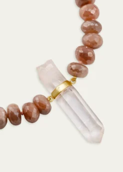 JIA JIAOracle 14K Mystic Moonstone and Quartz Crystal Charm Necklace