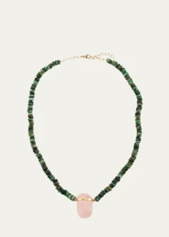 JIA JIARose Quartz Charm Necklace with Emeralds