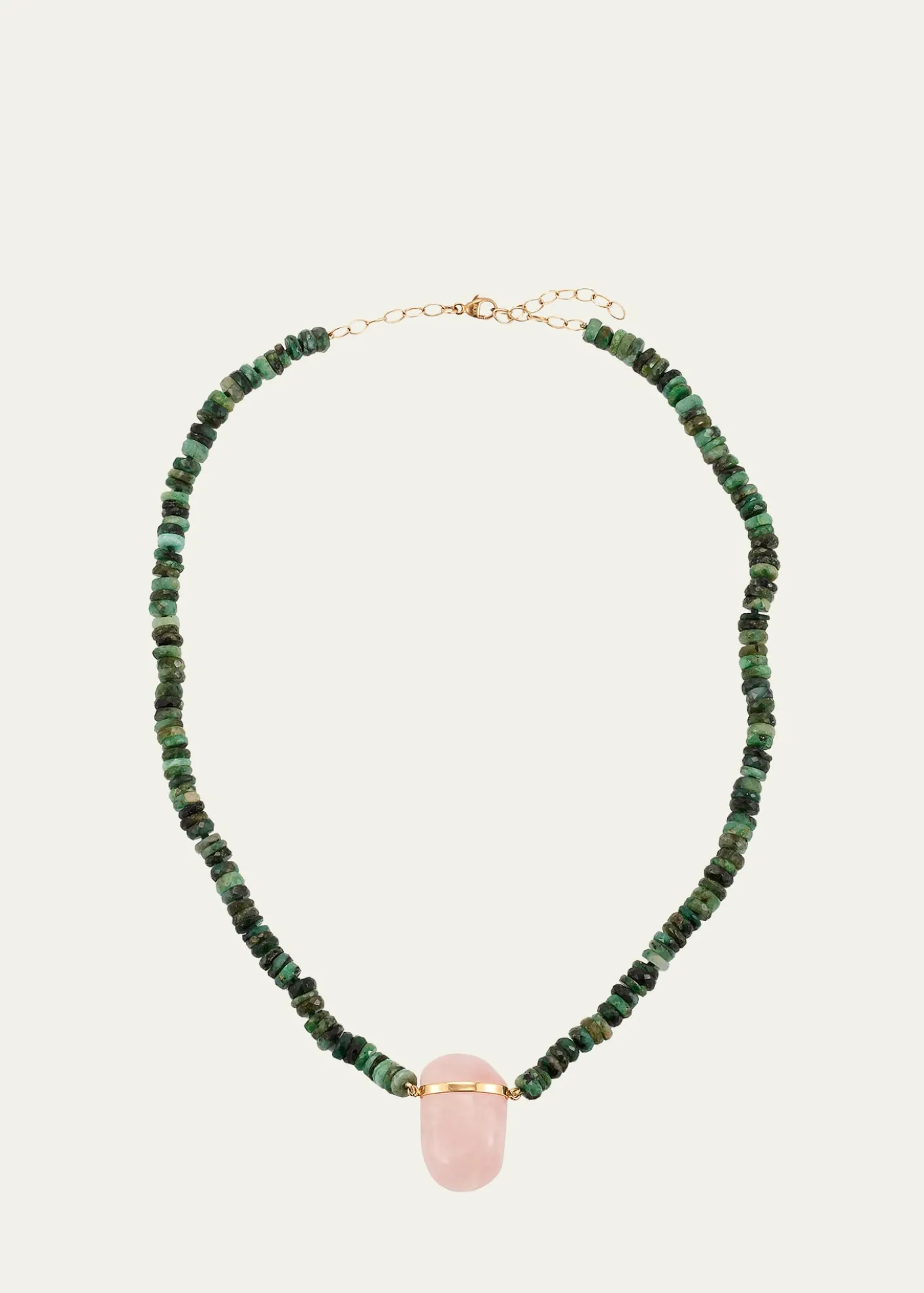 JIA JIARose Quartz Charm Necklace with Emeralds