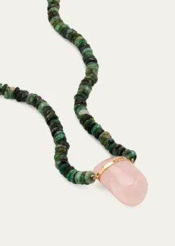 JIA JIARose Quartz Charm Necklace with Emeralds