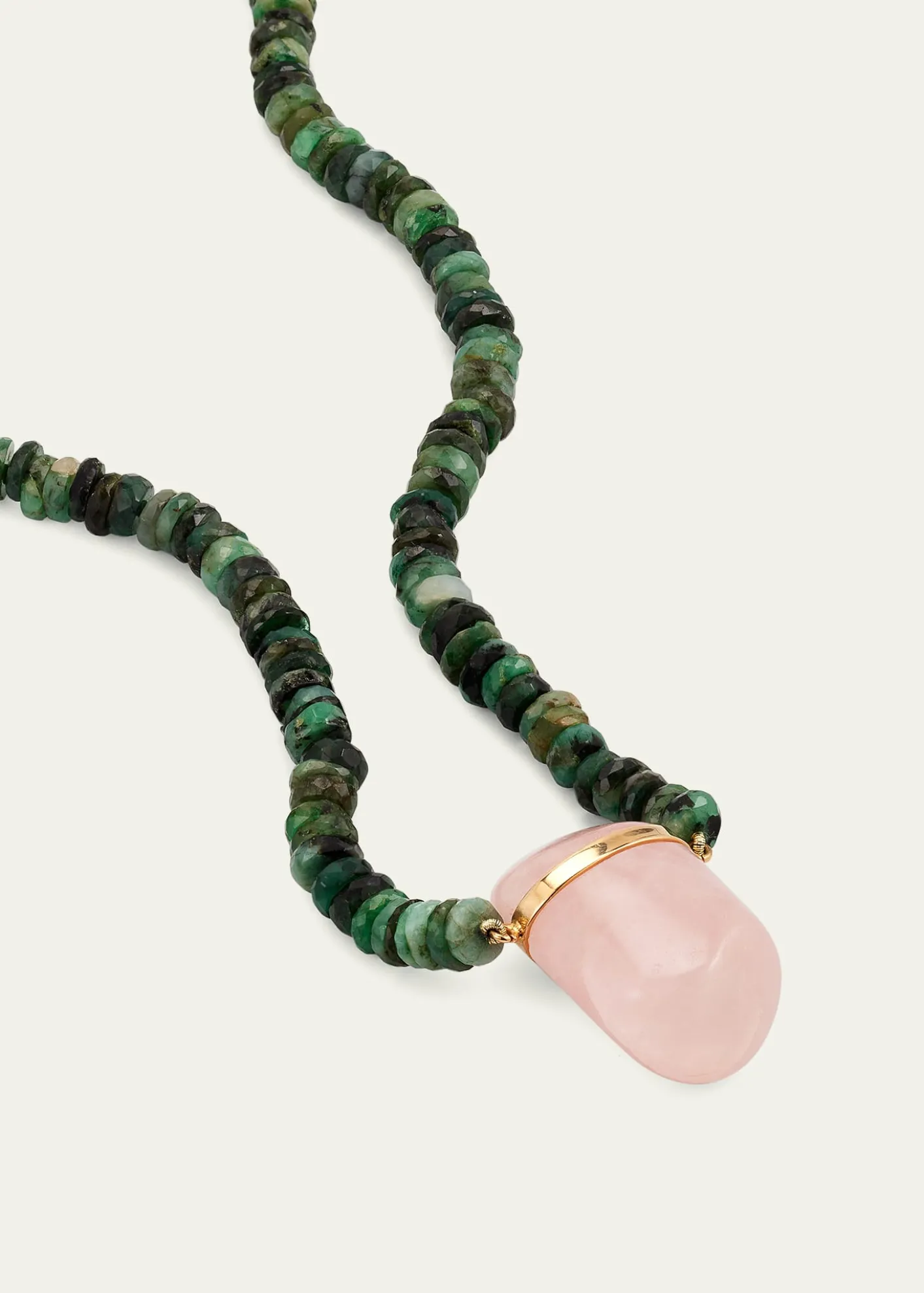 JIA JIARose Quartz Charm Necklace with Emeralds