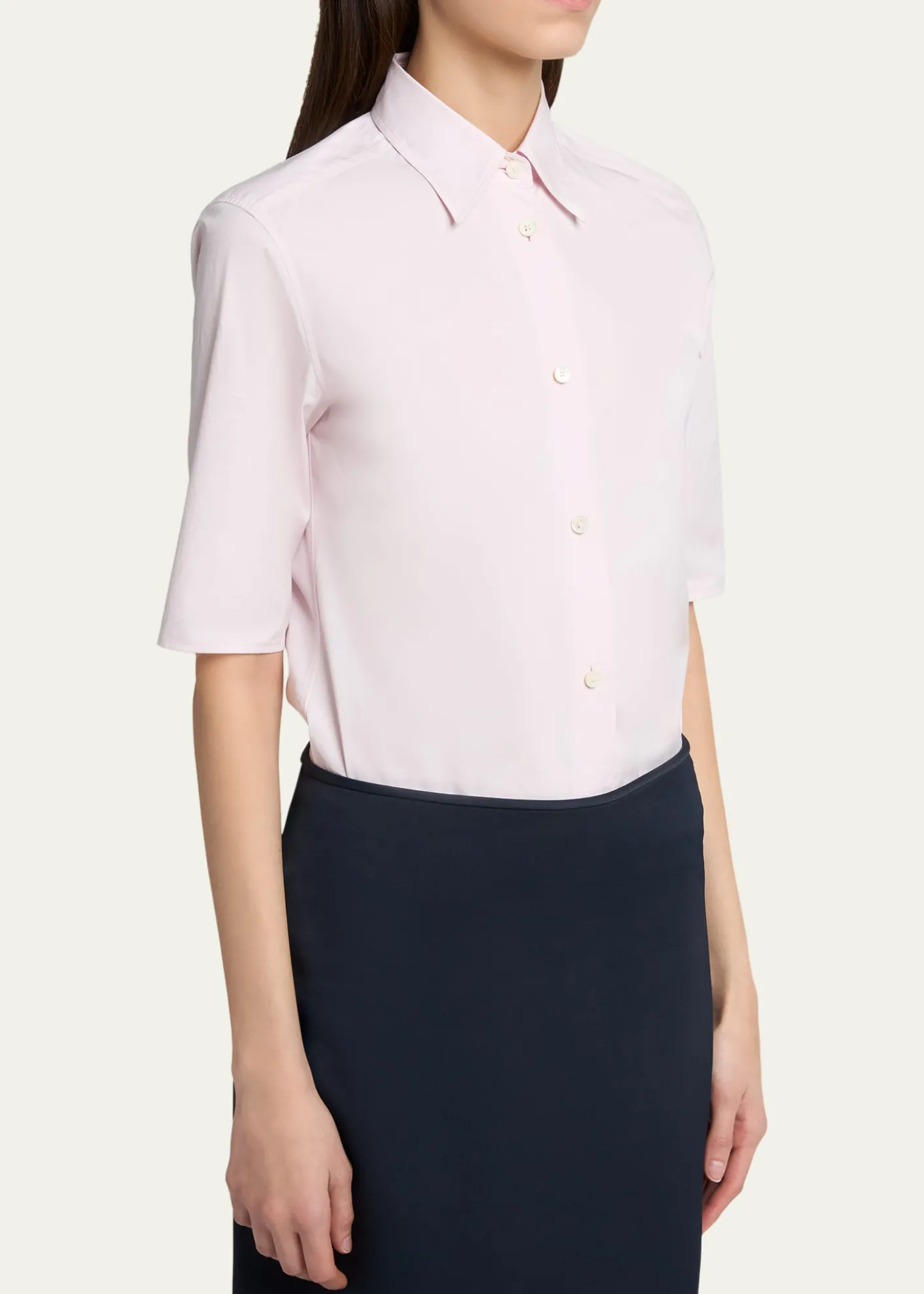 Jil SanderElbow-Sleeve Slim Button-Down Shirt