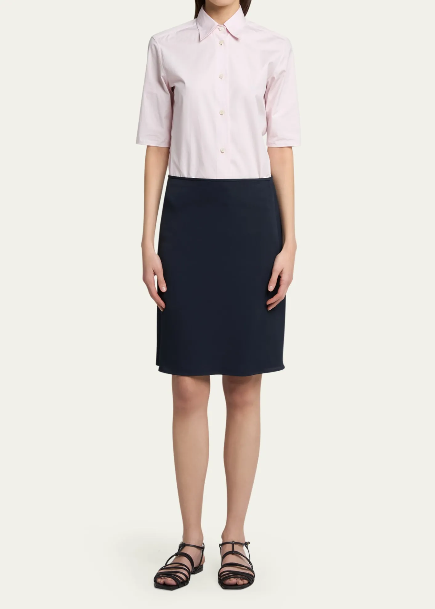 Jil SanderElbow-Sleeve Slim Button-Down Shirt