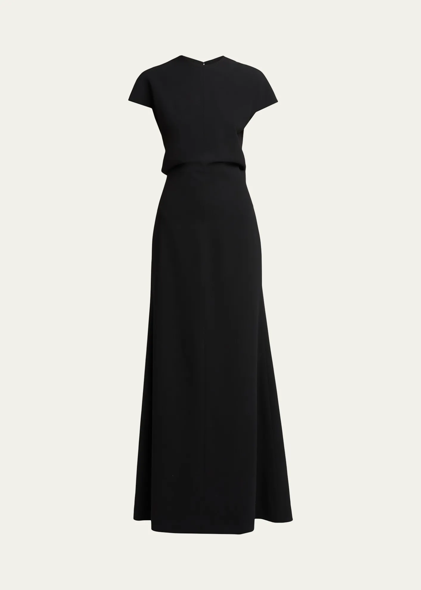 Jil SanderOpen Back Short-Sleeve Long Wool Dress