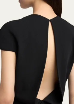 Jil SanderOpen Back Short-Sleeve Long Wool Dress