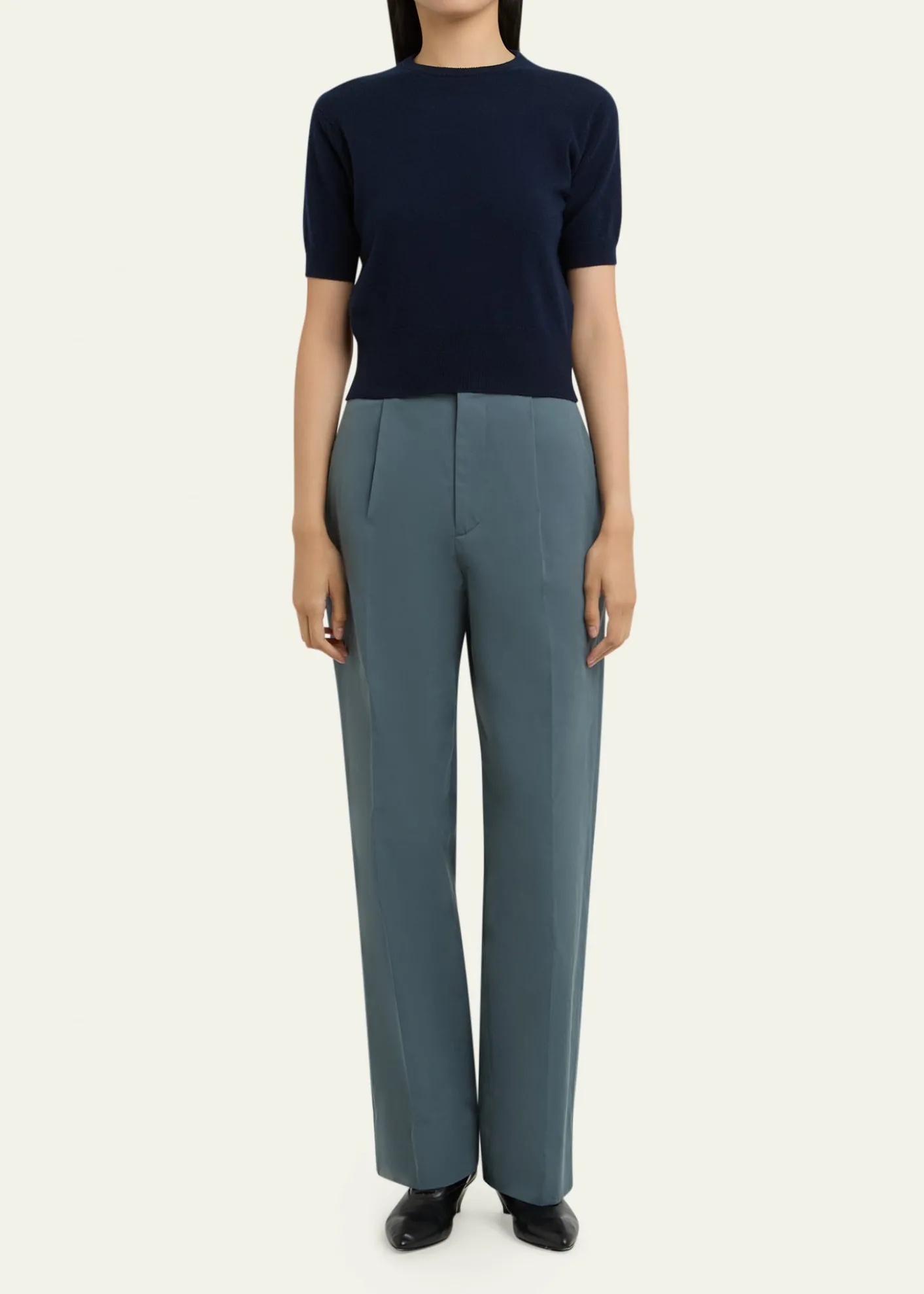 Jil SanderPleated Cotton Straight-Leg Pants