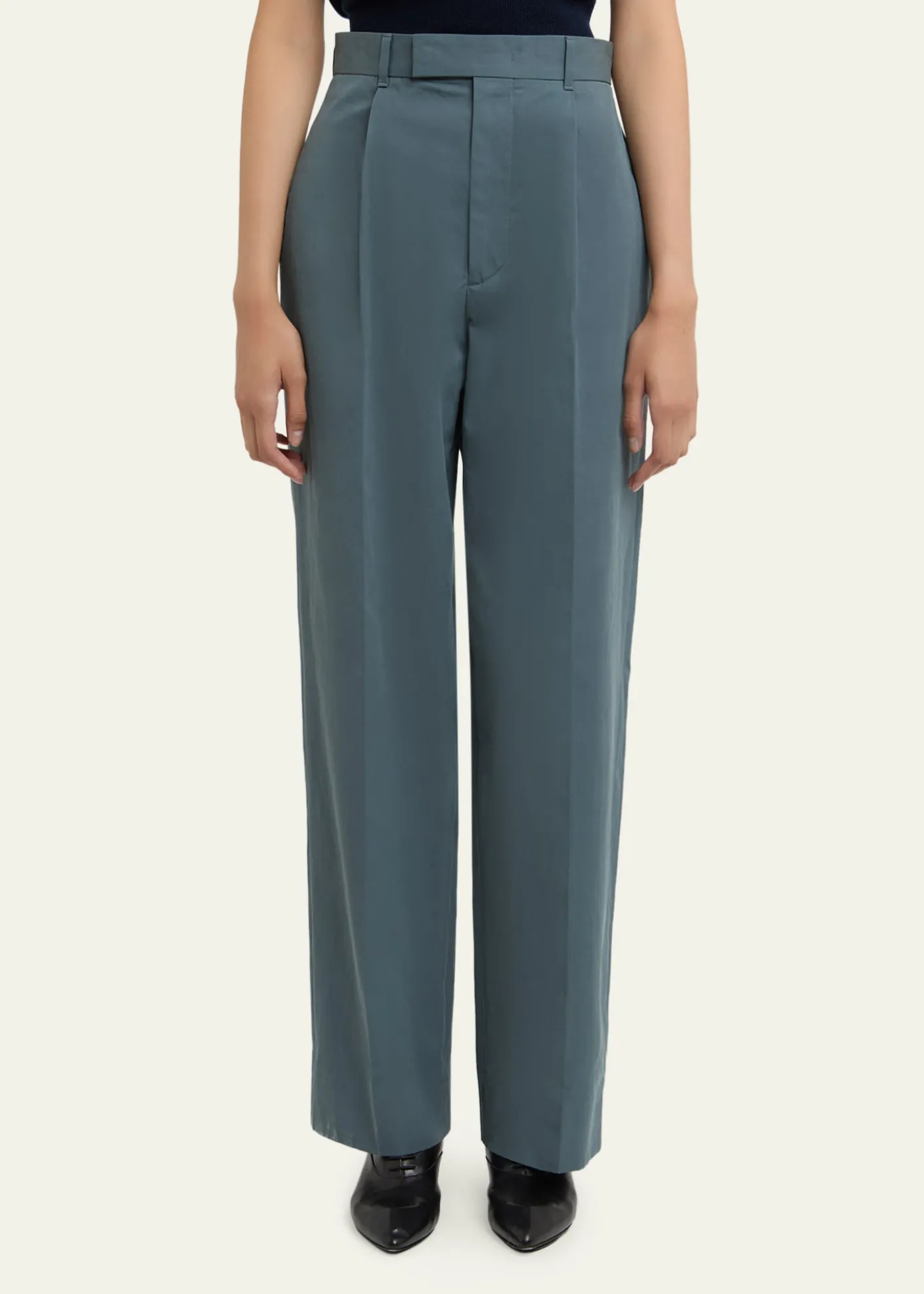 Jil SanderPleated Cotton Straight-Leg Pants