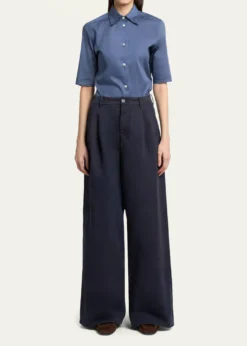Jil SanderPleated Cotton Wide-Leg Trousers