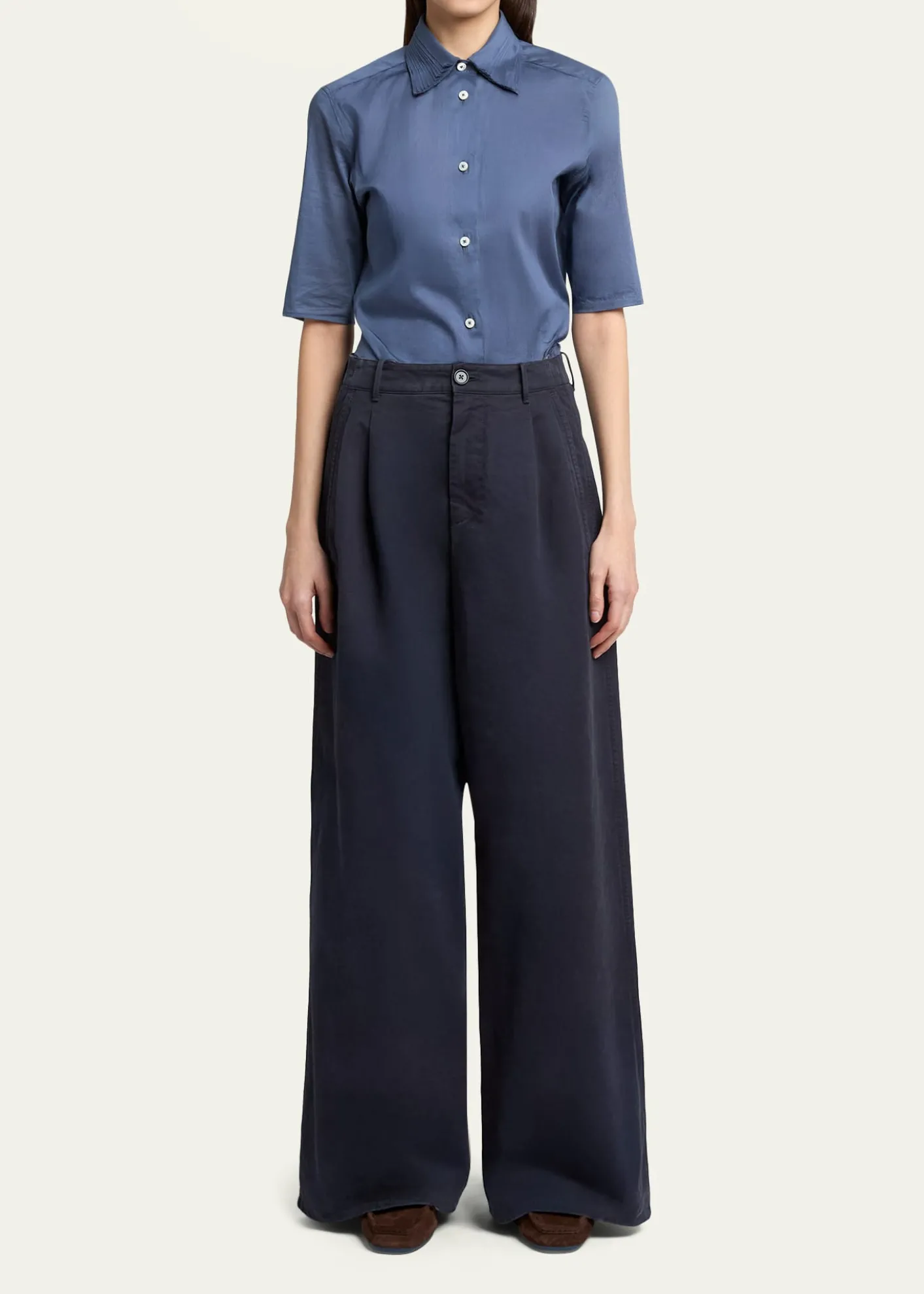 Jil SanderPleated Cotton Wide-Leg Trousers