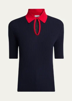 Jil SanderShort-Sleeve Button-Keyhole Polo Shirt