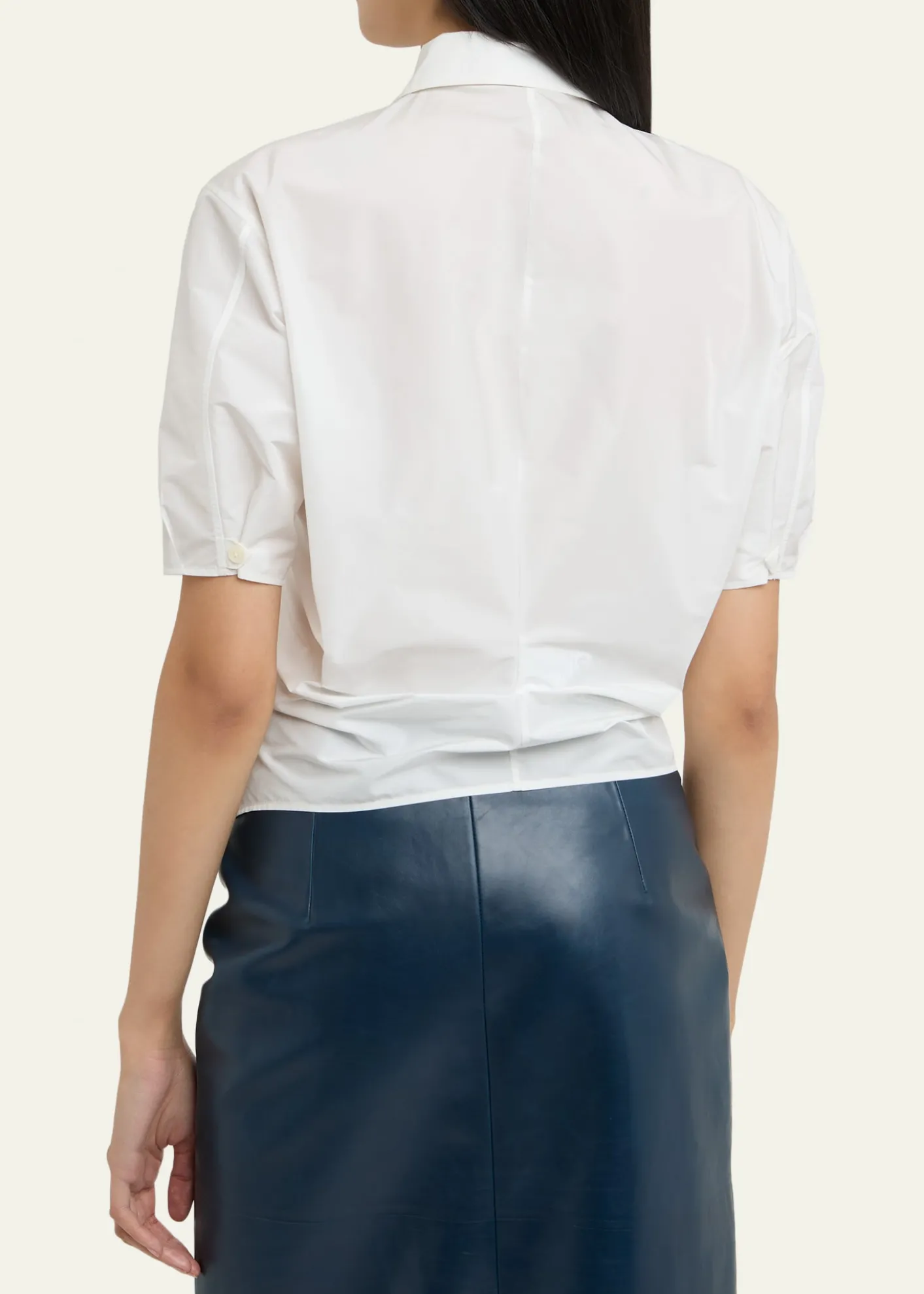 Jil SanderShort-Sleeve Gathered Button-Down Shirt