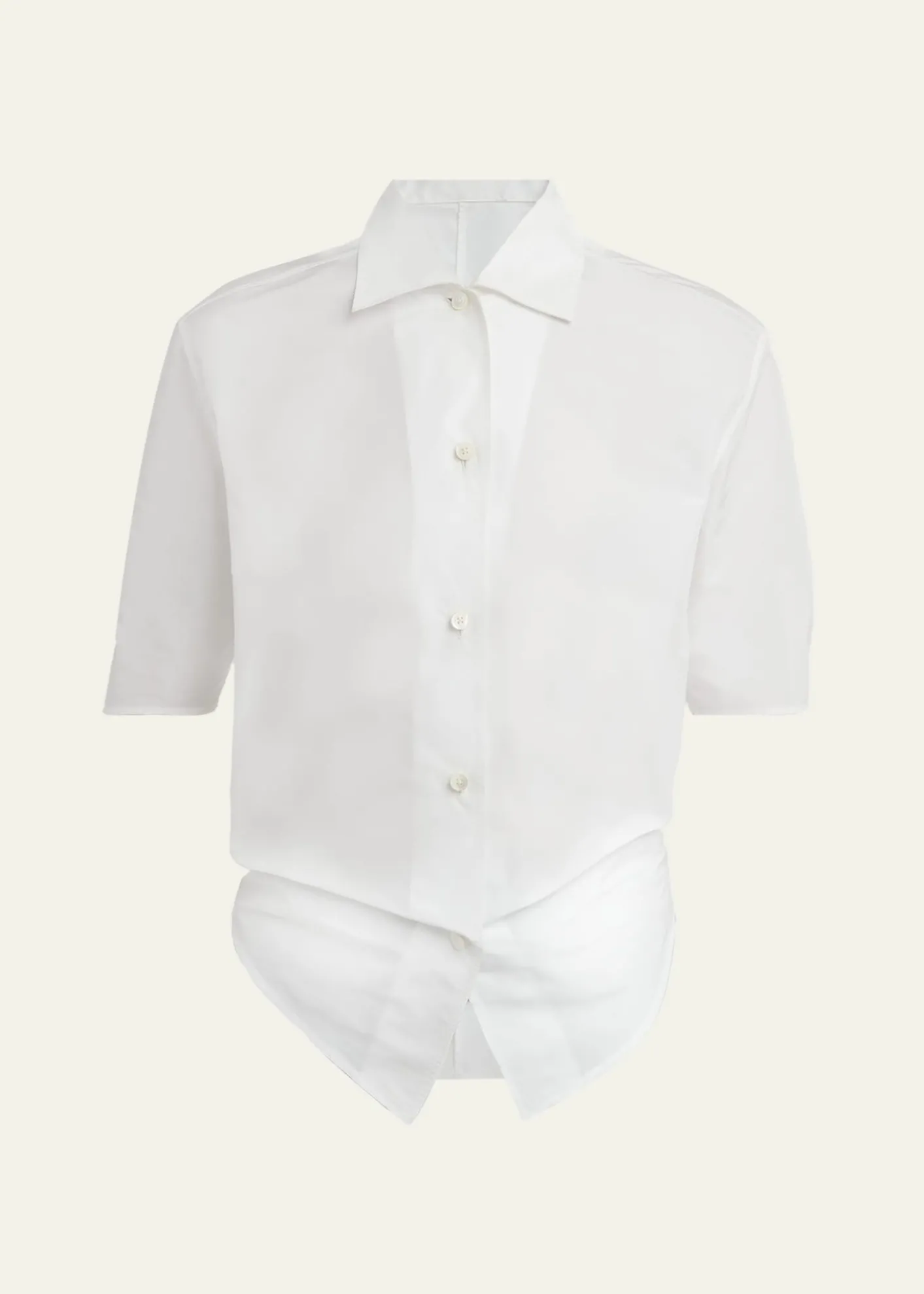Jil SanderShort-Sleeve Gathered Button-Down Shirt