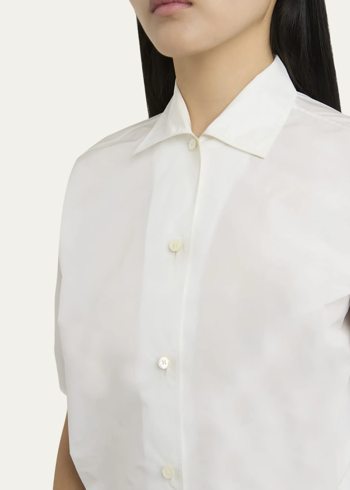 Jil SanderShort-Sleeve Gathered Button-Down Shirt