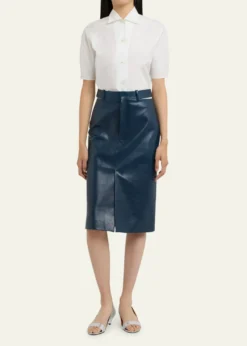 Jil SanderShort-Sleeve Gathered Button-Down Shirt