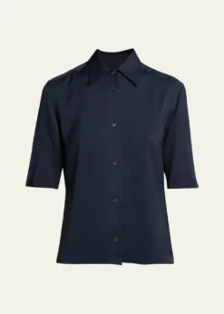Jil SanderShort-Sleeve Viscose Button-Down Shirt