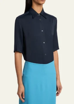 Jil SanderShort-Sleeve Viscose Button-Down Shirt