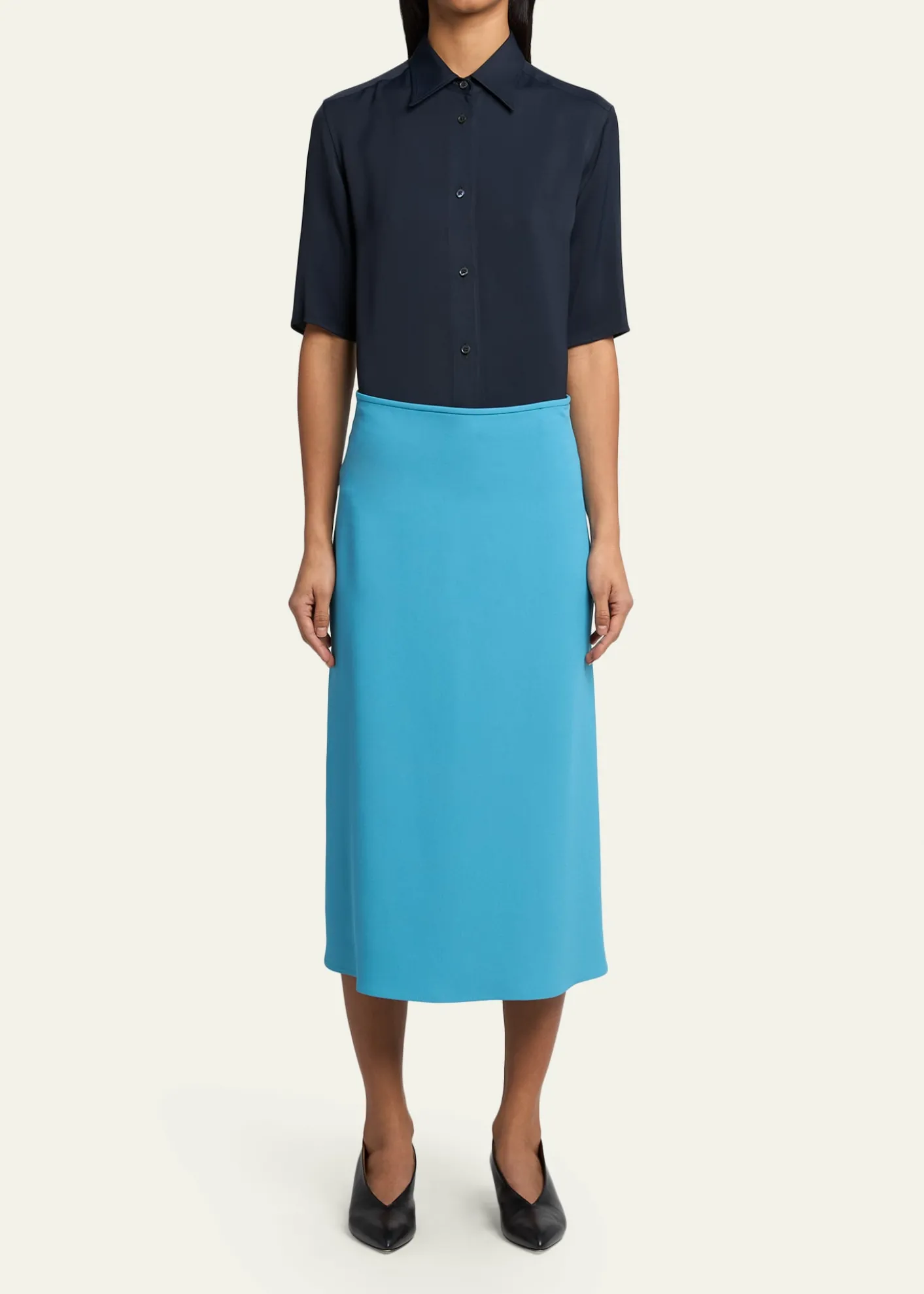 Jil SanderShort-Sleeve Viscose Button-Down Shirt