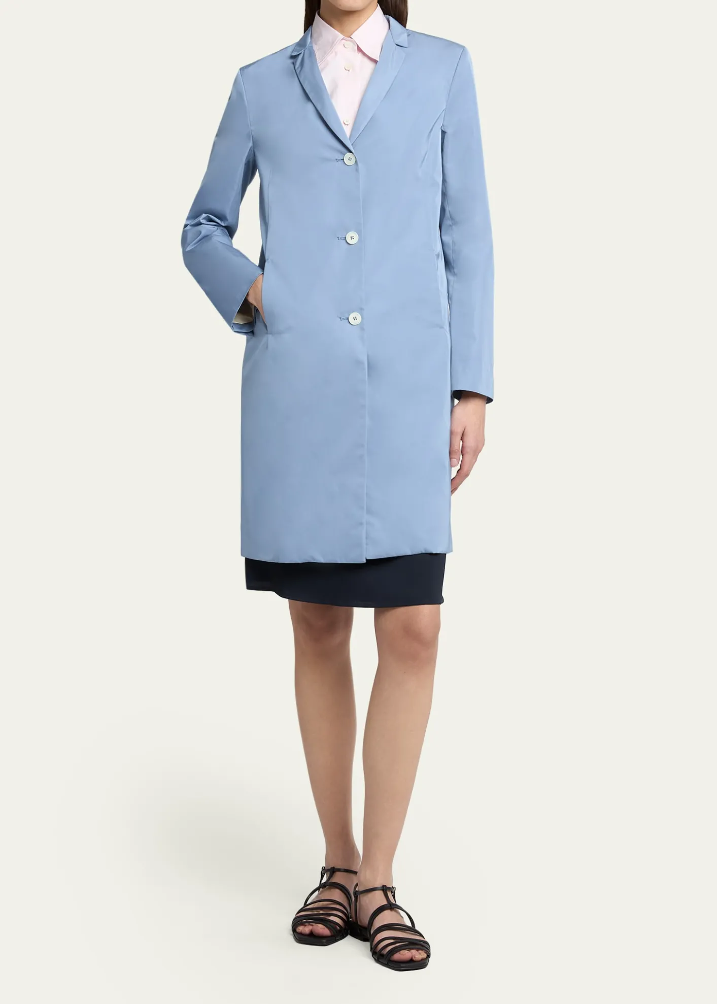 Jil SanderSilk-Blend Single-Breasted Long Coat