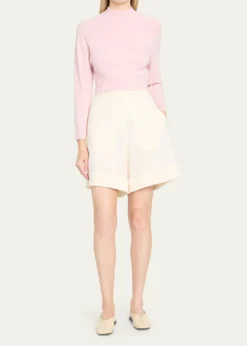 Jil SanderWool-Cashmere Crop Crewneck Sweater