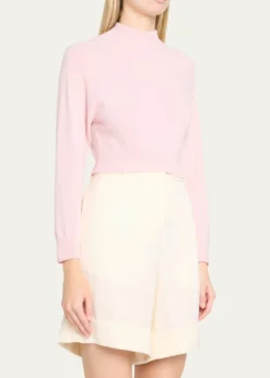 Jil SanderWool-Cashmere Crop Crewneck Sweater