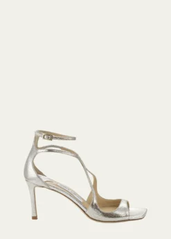 Jimmy ChooAzia Crisscross Metallic Ankle-Strap Sandals