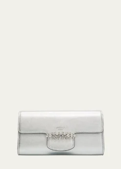Jimmy ChooBing Crystal Metallic Leather Wallet