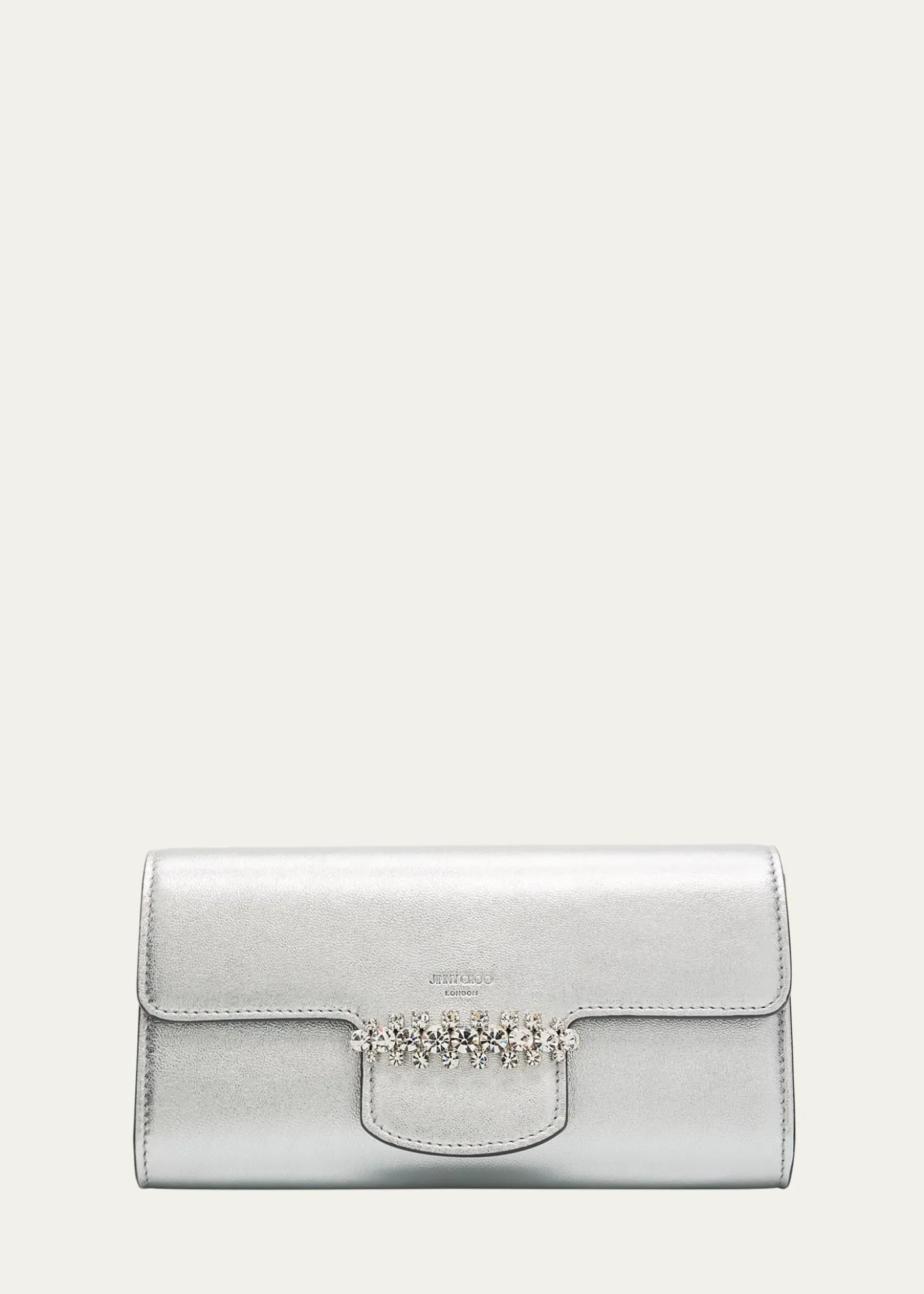Jimmy ChooBing Crystal Metallic Leather Wallet