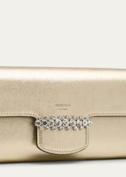 Jimmy ChooBing Crystal Metallic Leather Wallet
