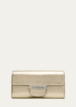 Jimmy ChooBing Crystal Metallic Leather Wallet
