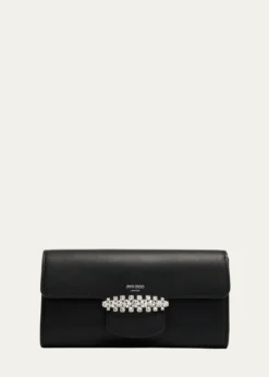 Jimmy ChooBing Crystal Smooth Leather Wallet