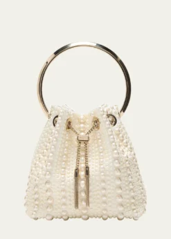 Jimmy ChooBon Bon Pearly Satin Bucket Bag
