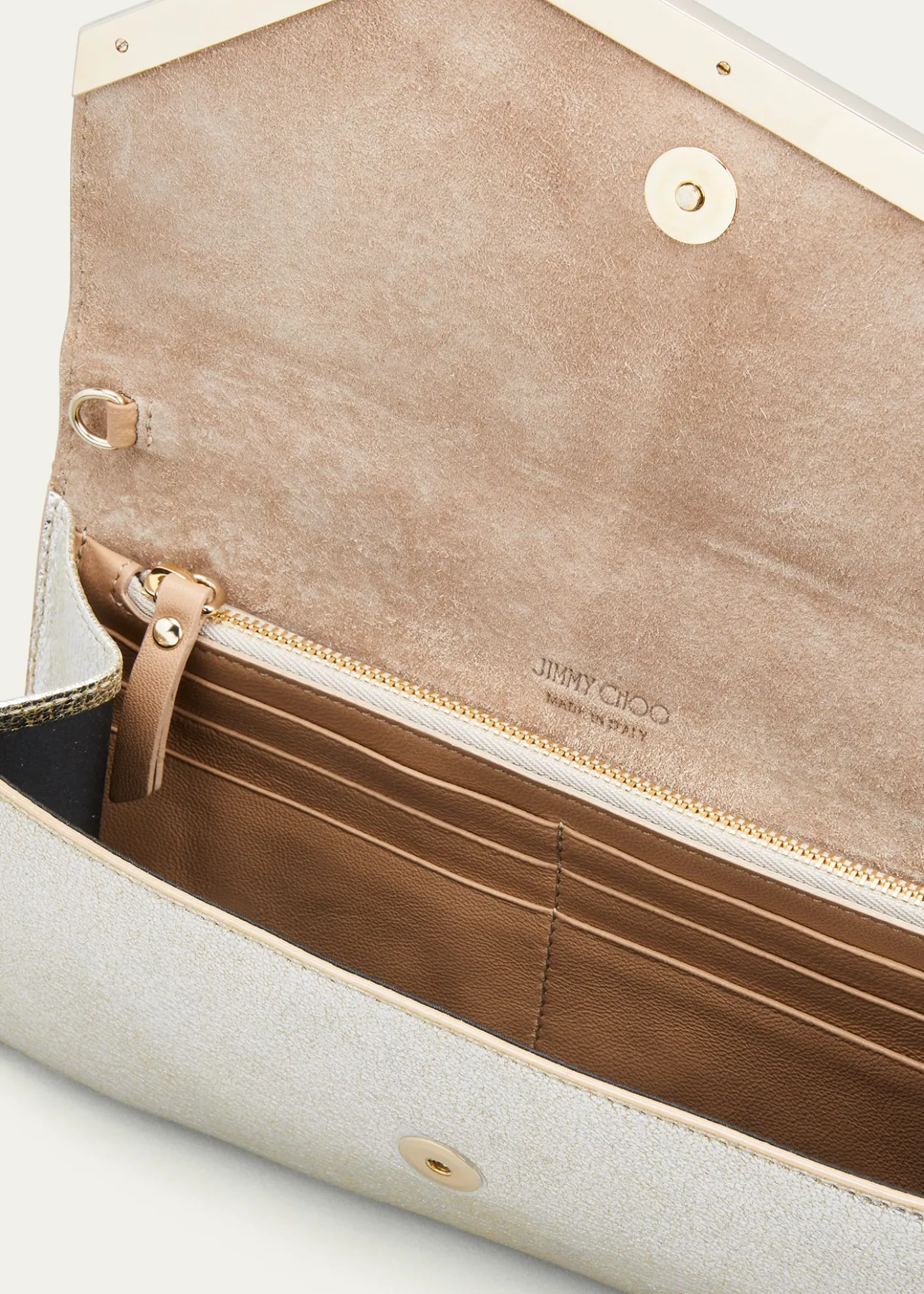 Jimmy ChooEmmie Glitter Leather Clutch Bag
