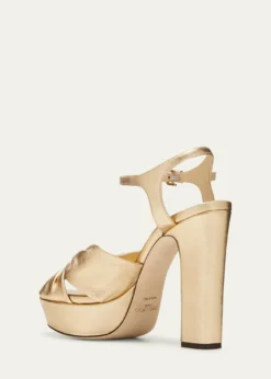 Jimmy ChooHeloise Metallic Ankle-Strap Platform Sandals