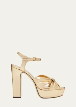 Jimmy ChooHeloise Metallic Ankle-Strap Platform Sandals