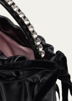 Jimmy ChooLeather Drawstring Mini Top-Handle Bag with Crystal-Embellished Handle