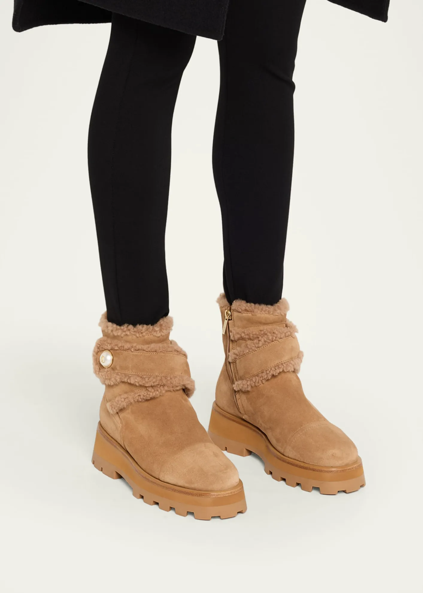 Jimmy ChooMeena Suede and Shearling Zip Ankle Boots