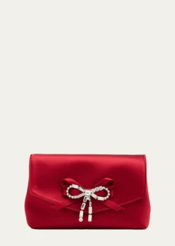Jimmy ChooMini Crystal Bow-Embellished Satin Crossbody Bag