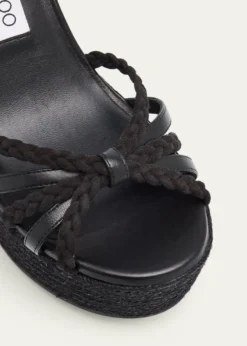 Jimmy Choo100mm Dree Leather Espadrille Wedge Sandals