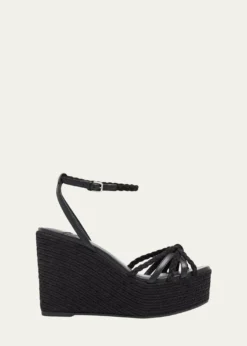 Jimmy Choo100mm Dree Leather Espadrille Wedge Sandals