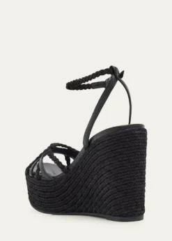 Jimmy Choo100mm Dree Leather Espadrille Wedge Sandals