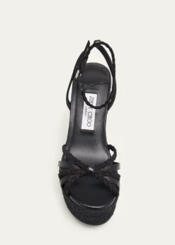 Jimmy Choo100mm Dree Leather Espadrille Wedge Sandals