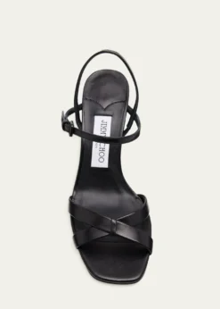 Jimmy Choo85mm Elsy Leather Block-Heel Sandals