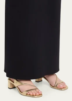 Jimmy Choo45mm Faye Metallic Leather Asymmetric Ankle-Strap Sandals