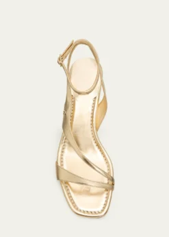 Jimmy Choo45mm Faye Metallic Leather Asymmetric Ankle-Strap Sandals