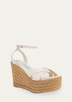 Jimmy Choo100mm Korra Leather Espadrille Platform Sandals