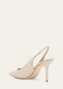 Jimmy Choo85mm Love Glittered Leather Slingback Pumps