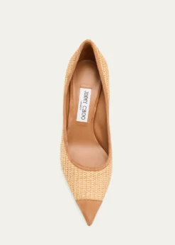 Jimmy Choo85mm Love Raffia and Suede Pumps