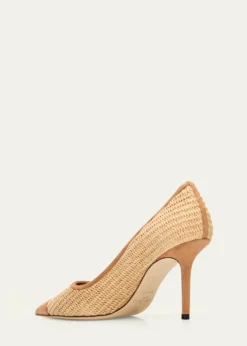 Jimmy Choo85mm Love Raffia and Suede Pumps
