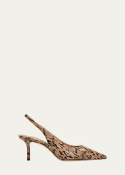 Jimmy Choo65mm Love Snake-Printed Leather Slingback Pumps