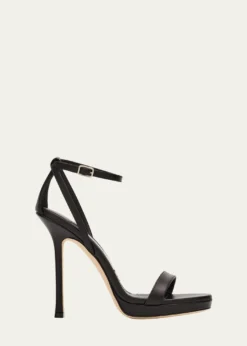 Jimmy Choo120mm Moza Leather Platform Ankle-Strap Sandals